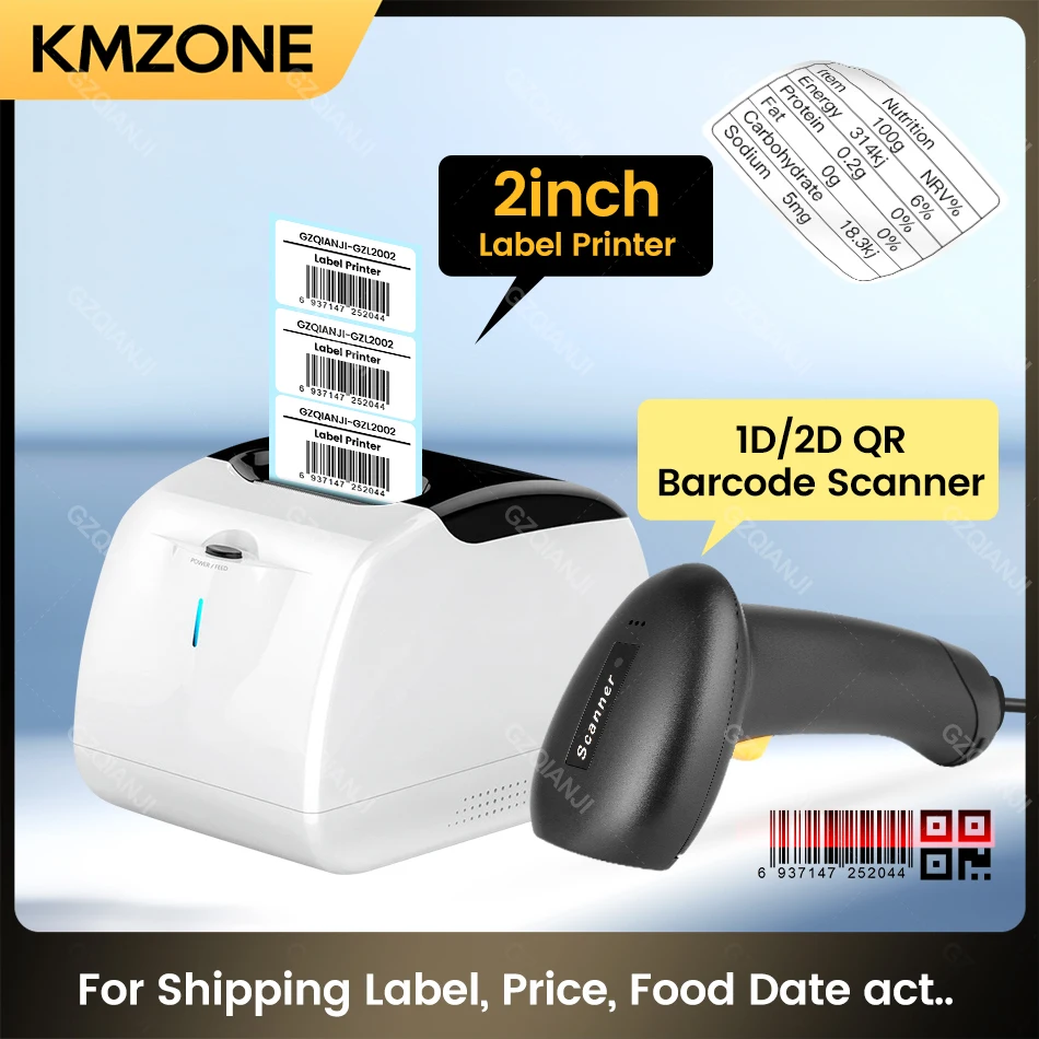 58mm Self Adhesive Label Maker Sticker Print Machine 2inch Bluetooth
