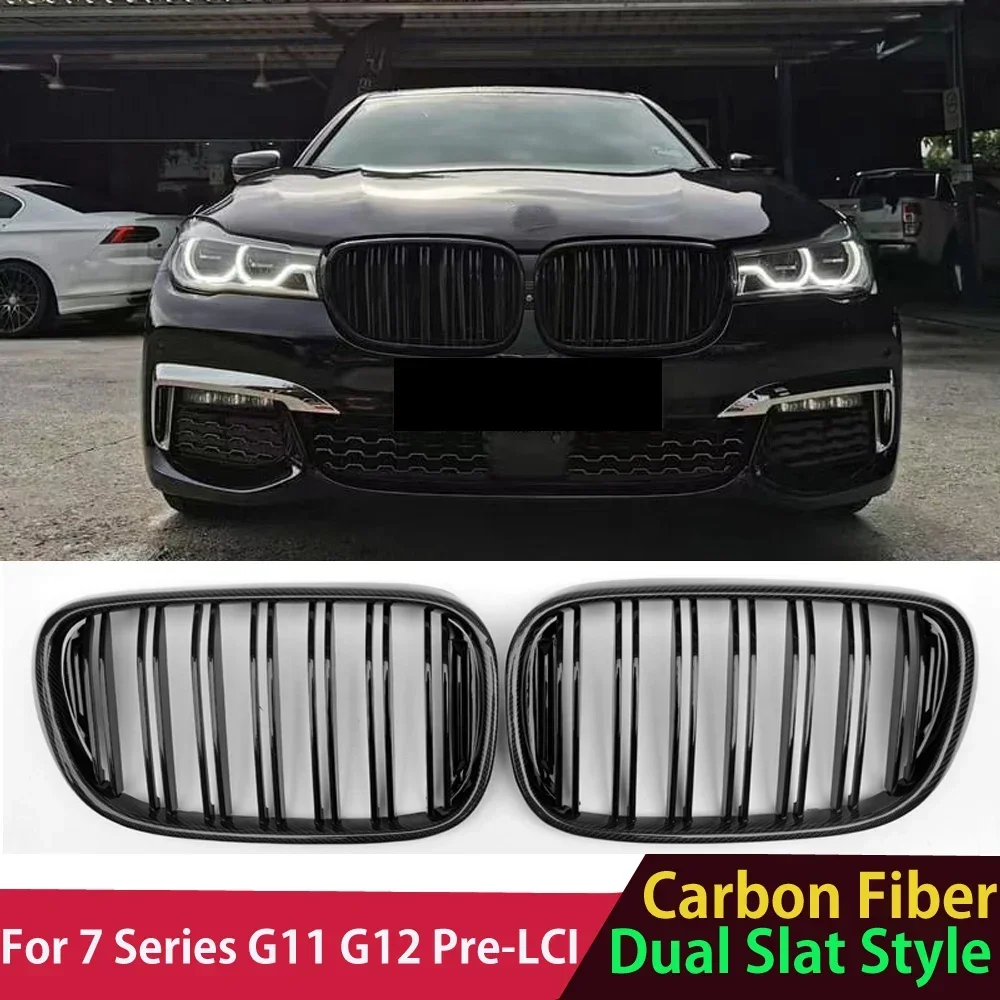 G11-G12-Grille-Real-Carbon-Fiber-Front-Bumper-Grill-Hood-for-BMW-7 ...