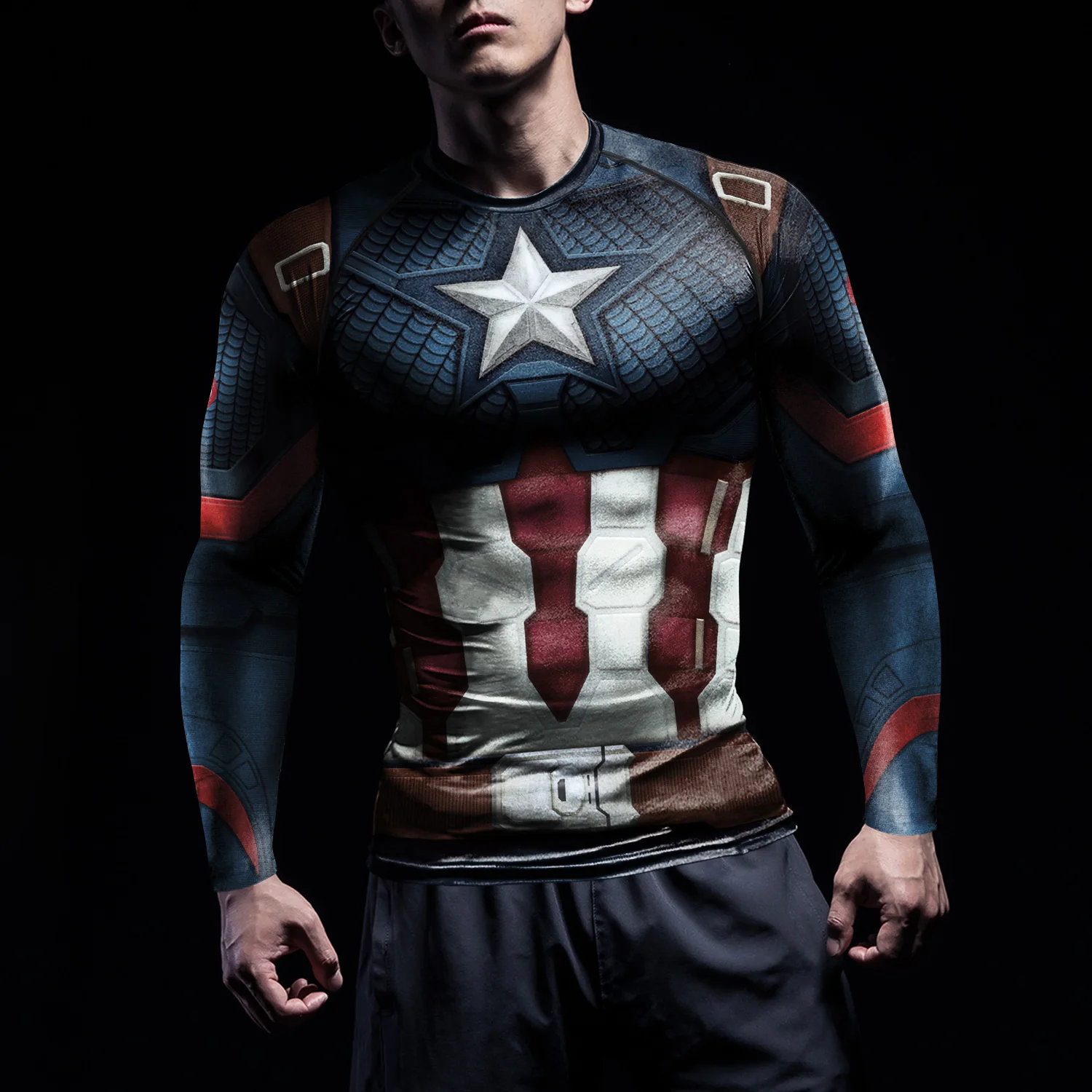 NADANBAO Cosplay Deadpool Compression Shirts Men Running Workout Long Sleeve Fitness Top Elastic Fitness Sportwear Shirts rash guard