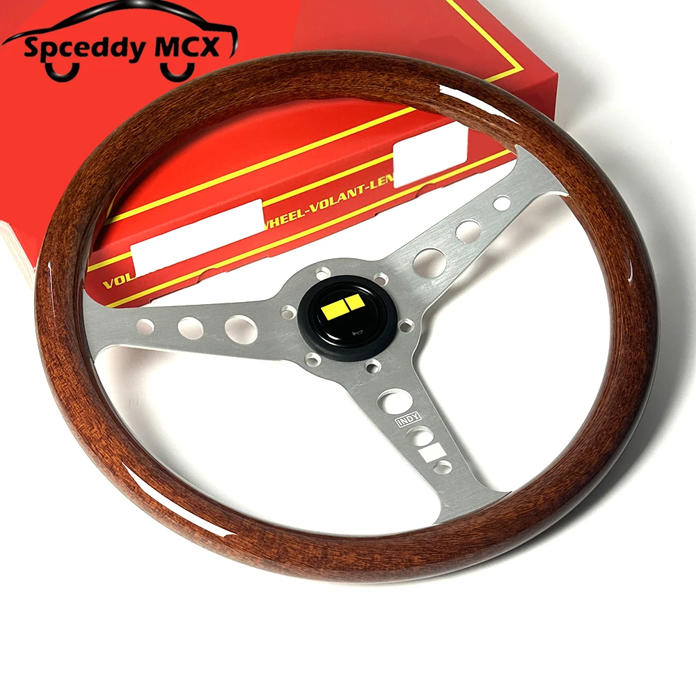 INDY 클래식 우드 스타일 우드그레인 미드딥 14인치 358mm 헤리티지 자동차 스포츠 스티어링 휠