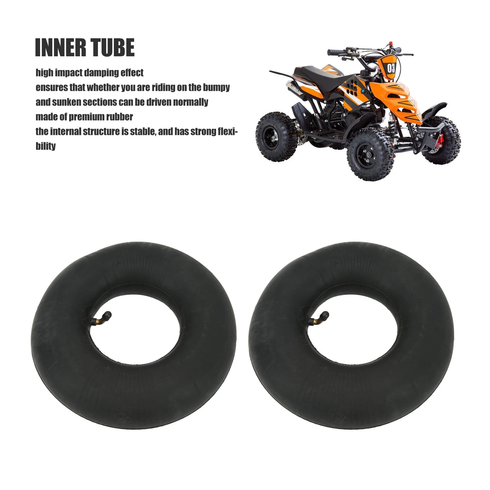 【4.10/3.50-4】Tire Inner Tube with TR87 Bend Valve-for 4 Inch Mini ATV, Heavy Duty Rubber Construction