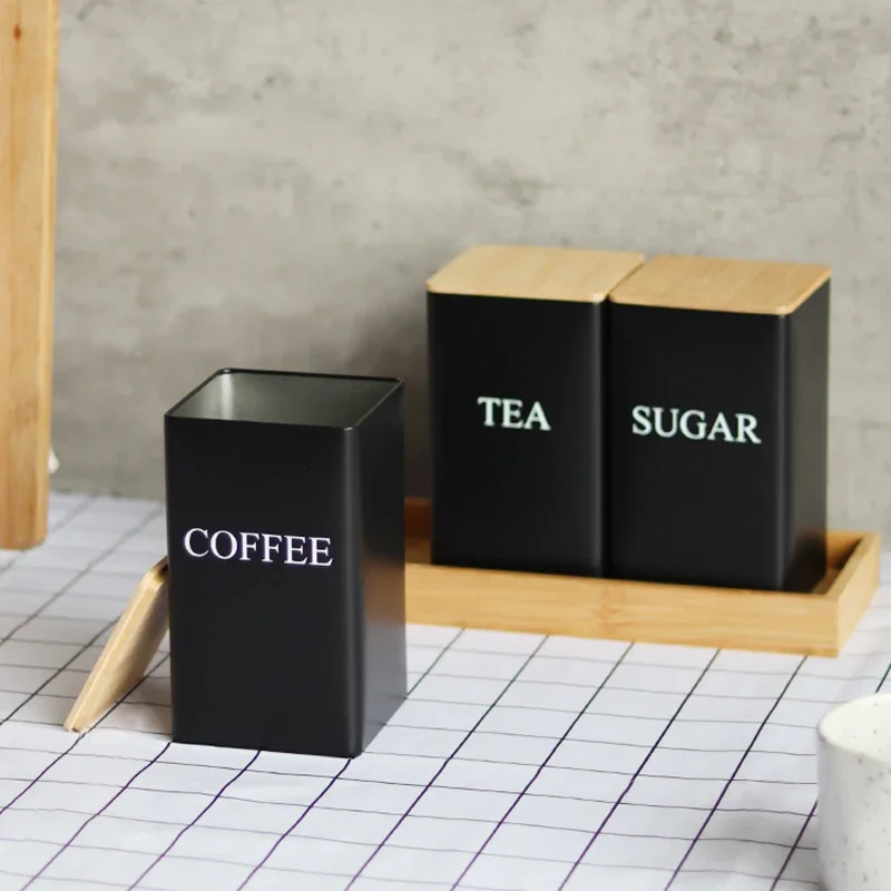 Bamboo cover metal storage tank storage box sealing
