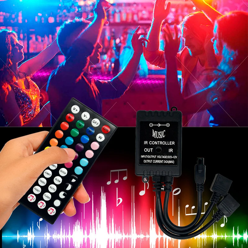 DC12V 44키 IR 무선 LED 스트립 라이트 컨트롤러 음악 제어 디머 RGB 3528 5050 테이프 라이트 홈 밝기 조절