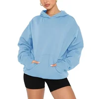 Plus Size 1XL-5XL New Women Long Sleeve Casual Hoodies Spring Autumn Pullovers Hooded Sweatshirts Top Solid Loose Hoodie ﻿
