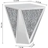 Mirrored End Table Crystal Diamond Setting Coffee Table Silver Glass Side Table Pedestal Stand for Hallway, Living Room, Corner 2