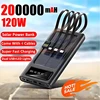 200000mah Solar Powered Power Bank With Light Large Capacity Ultra Fast Charging Digital Display Screen 4-Wire External Battery 1