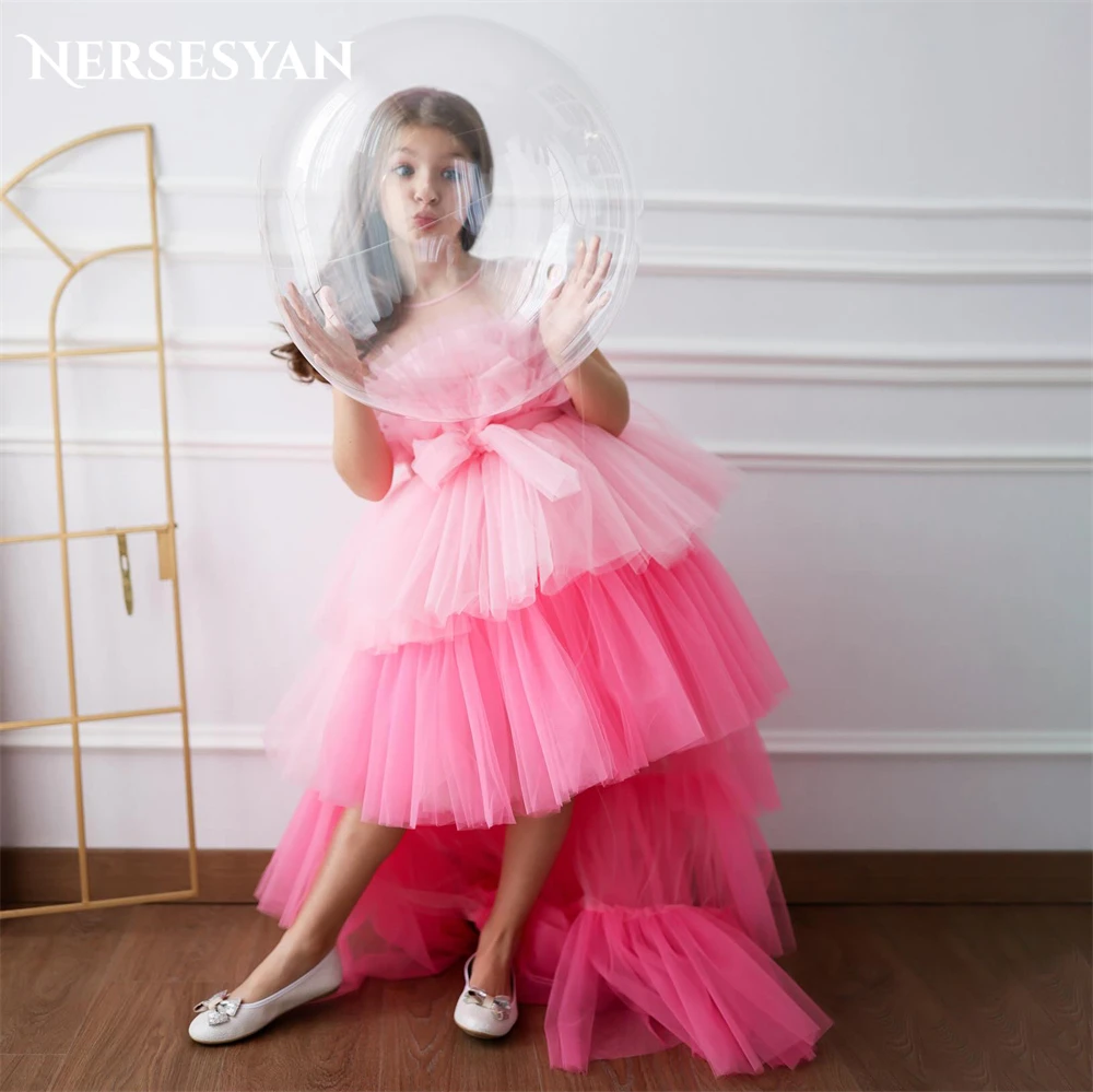 

Nersesyan Mix Colors Elegant Flower Girl Dresses For Wedding Tiered Ruffles High/Low Pageant Birthday Party Gowns Occasional