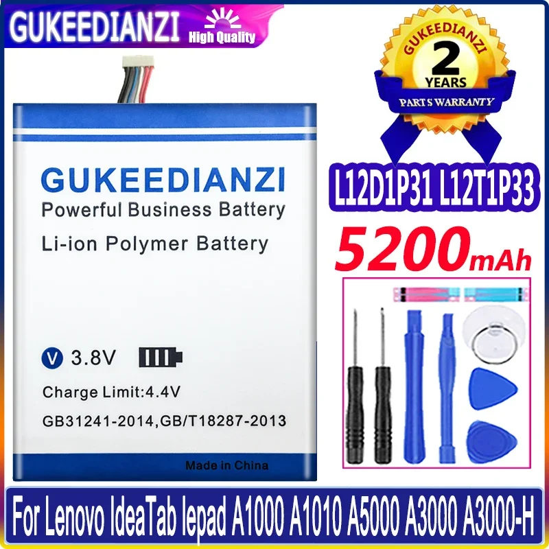 

L12D1P31 L12T1P33 Battery For Lenovo IdeaTab lepad 7" 5200mAh A1000-L A1010 A3000 A3000-H A3300 A3300-T A5000 A5000E Batteria