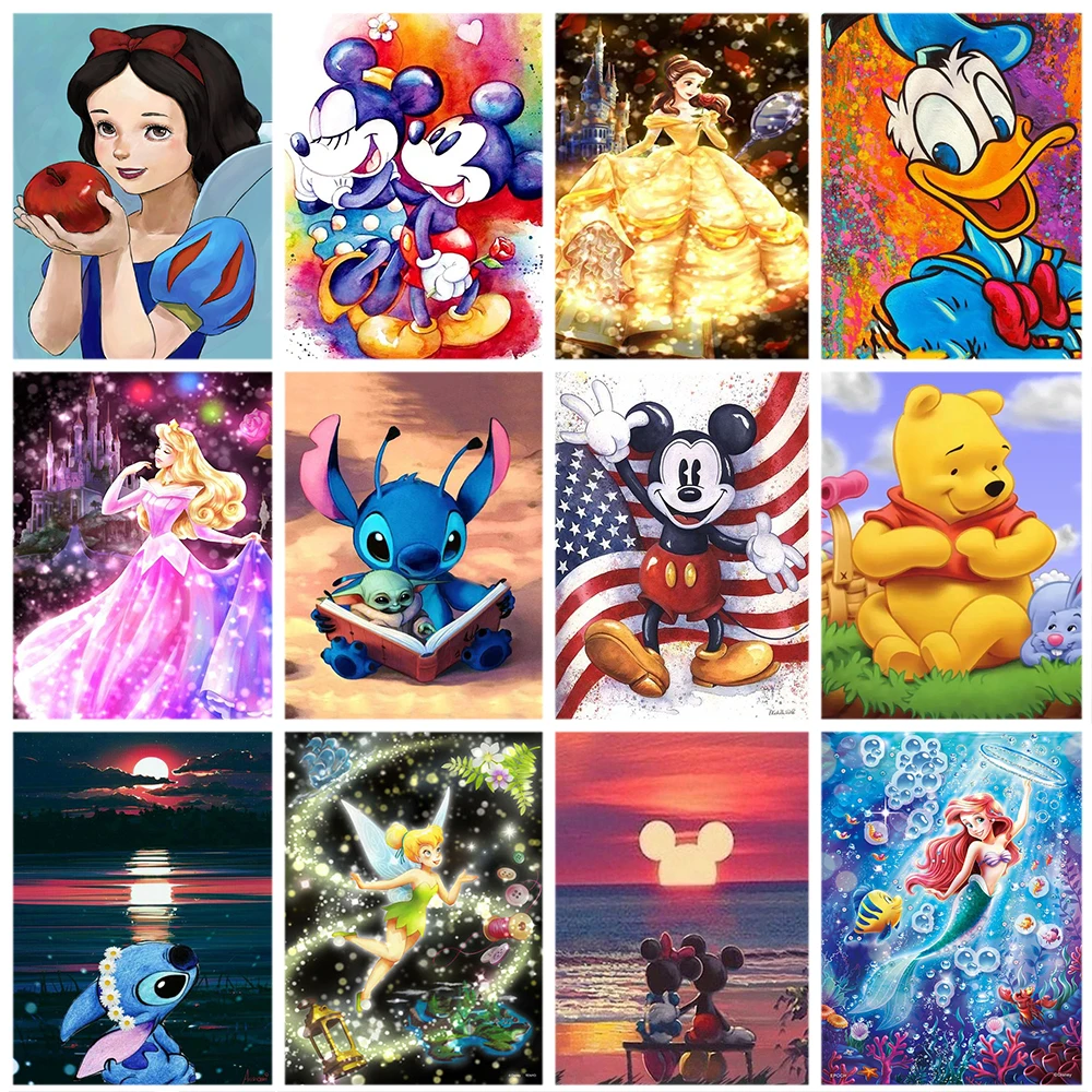 

Disney 5D DIY Diamond Painting Kits Cartoon Princess Diamond Mosaic Embroidery Mickey Mouse Cross Stitch Home Decor Gift