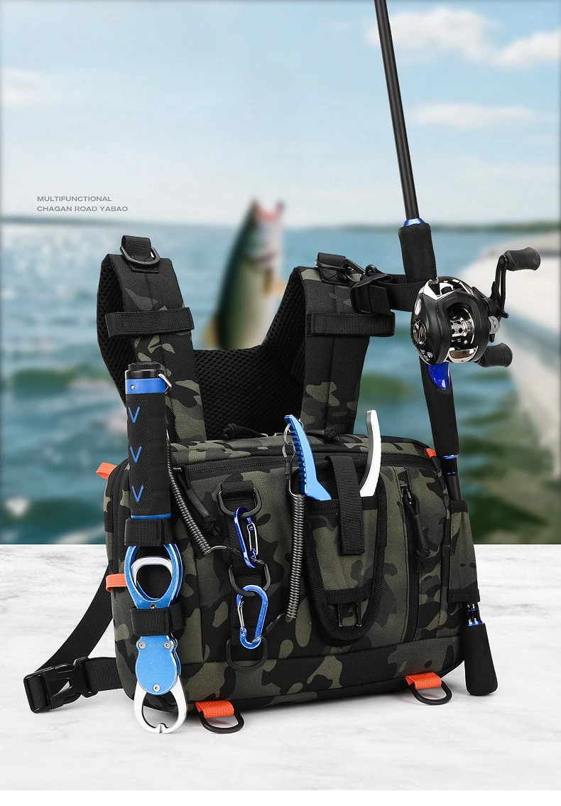 Fishing Tactical Chest Bag Camping Hiking Backpack Front Chest Vest Bags Lure Fishing Tackle Bag Fanny Pack Men Climbing Bag