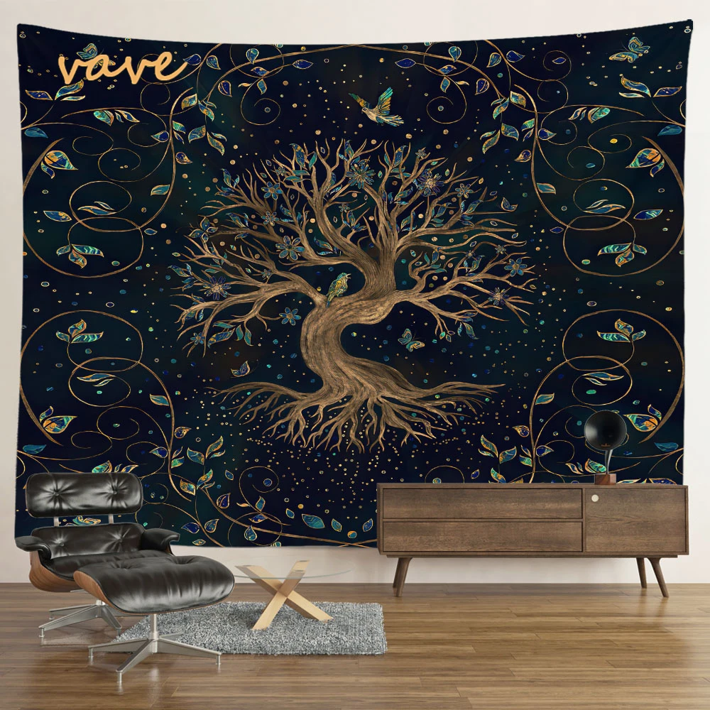 Tenture Murale Arbre De Vie 70x100 Cm - Décoration Chambre, Salon, Dortoir, Tissu Polyester, Livrée Avec Accessoires De Suspension