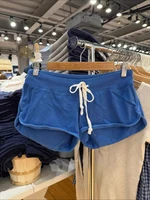Drawstring Vintage Blue Sweatshorts Women Summer Elastic Waist Loose Boxer Short Pant Streetwear Fashion Casual Sport Shorts New