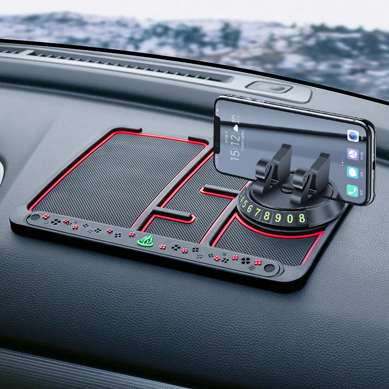 3In1 Car Anti-Slip Mat Silicone Auto Phone Holder Non Slip Sticky Anti Slide Dash Phone Mount Parking Number Card Car Pad Mat