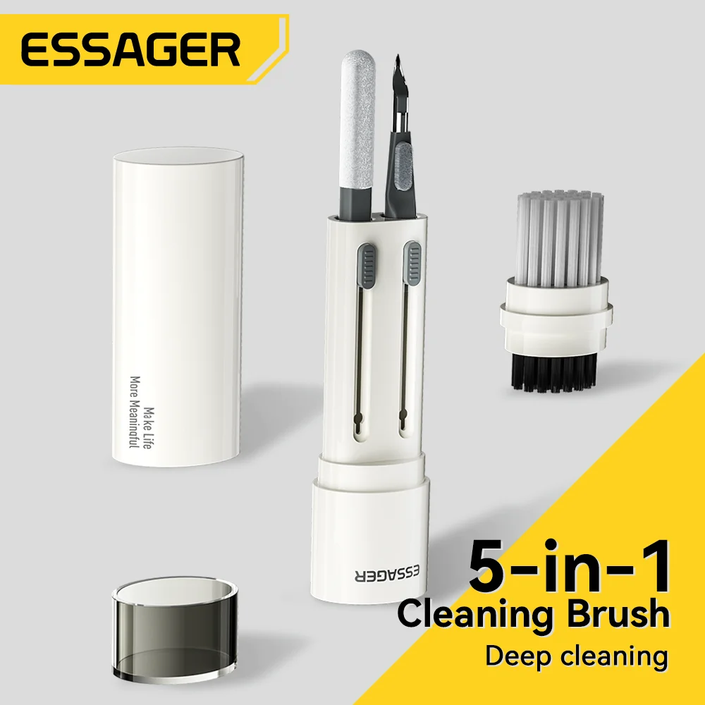 Essager Kit di pulizia 5 in 1 Spazzola per pulizia tastiera computer Auricolari Bluetooth Penna per pulizia per AirPods Strumenti di pulizia iPhone