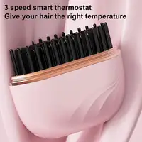 Electric Heating Hair Straightener Brush Portable Mini Hair Straightener 3 Temperature Hot Hair Comb Anti-Scald For Men & Women 1