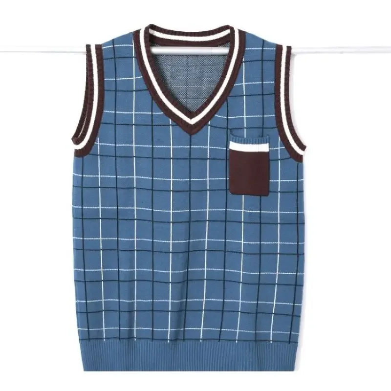 

Новый модный дизайнерский брендовый пуловер, свитер, вязаный жилет с V-образным вырезом, Мужская шерстяная одежда без рукавов для студентов, свободная повседневная мужская одежда