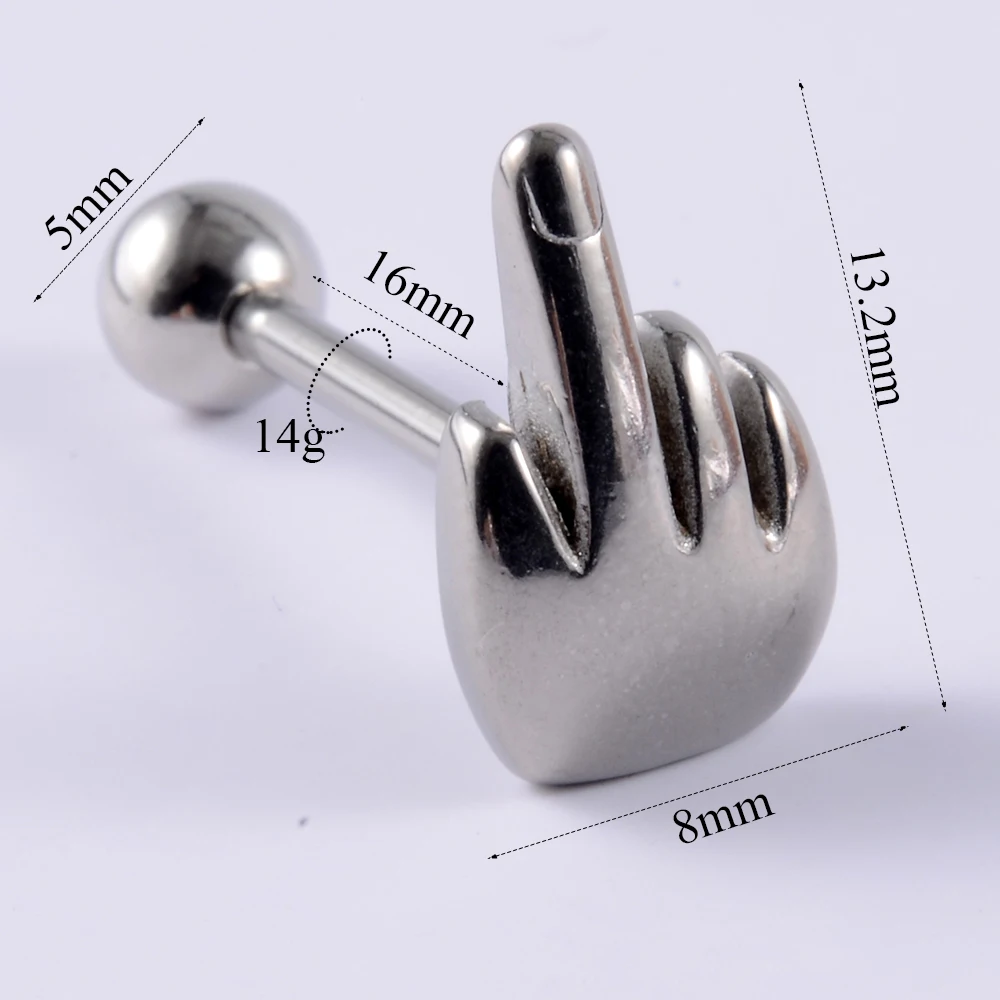 Piercing Jewelry Body Piercing Jewelry Body Jewelry 316l Surgical Steel Sexy Punk Middle Finger Tongue Piercing Kiss Tongue Rings Unisex Body Barbell Rings 1PC