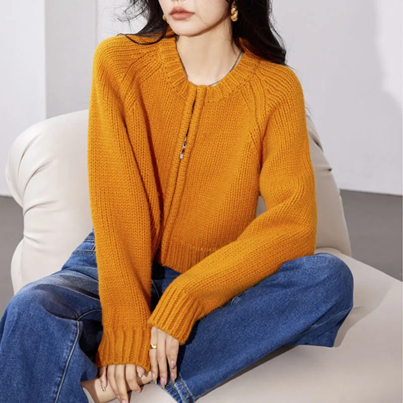 

Women's Solid Color Knitted Cardigan Tops Sweet Vintage Pull Femme 2023 Ropa Mujer Korean Loose Casual Sweater Jackets