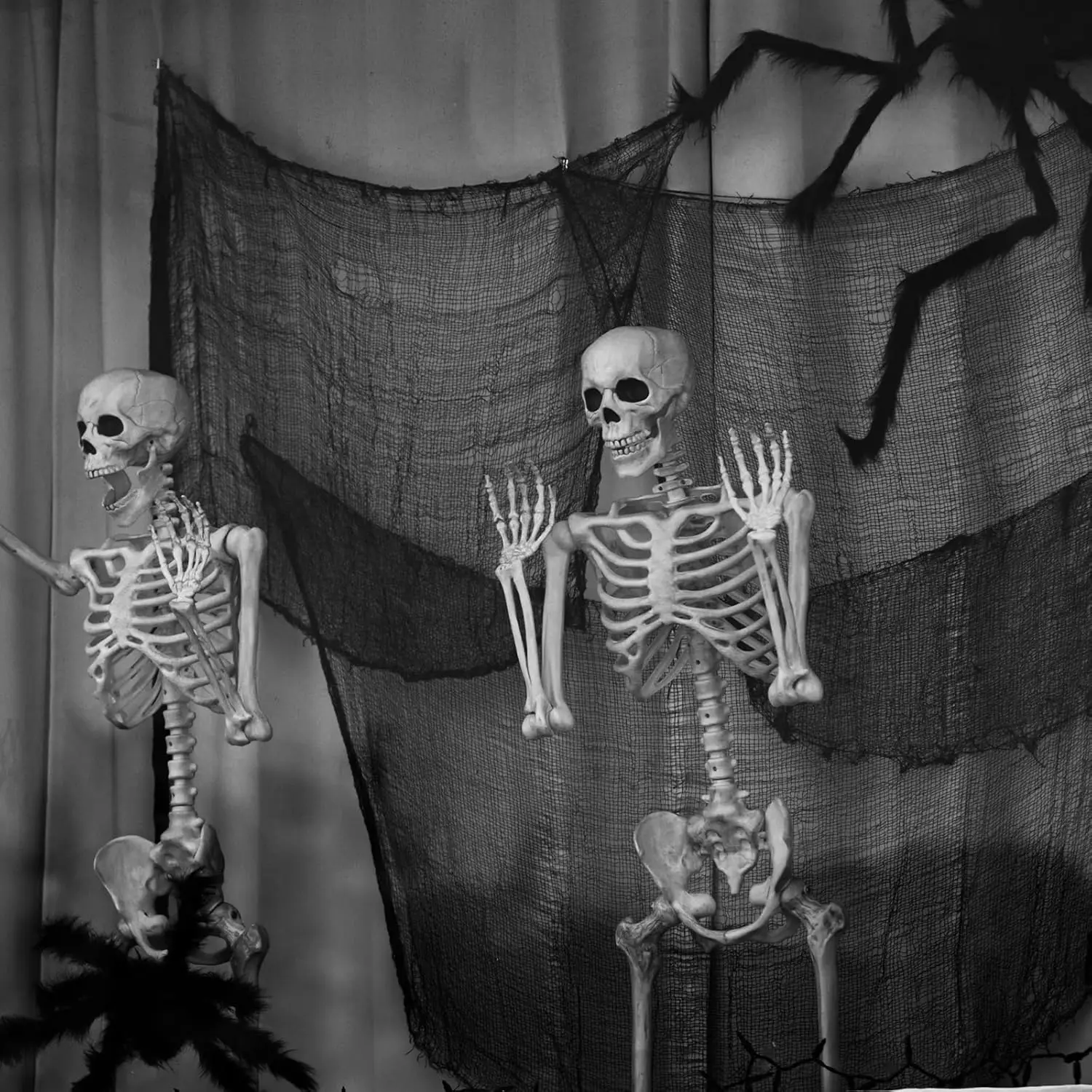 Halloween-Dekoration, gruselige Gaze, dehnbares Spinnennetz, Käsetuch für drinnen und draußen, Spukhaus, Garten, Veranda und Fensterdekoration – Detail 4