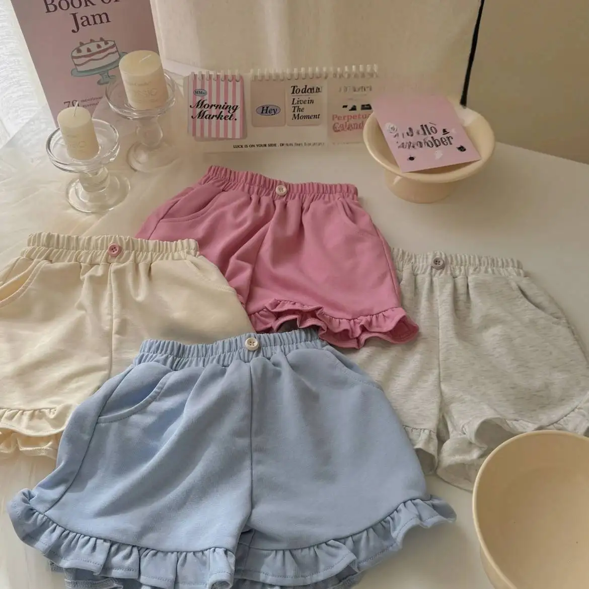 2026 새로운 여름 키즈 소녀 순수 코튼 반바지 느슨한 경량 레이스 트림 패션 를위한 다목적 캐주얼 하의 바지