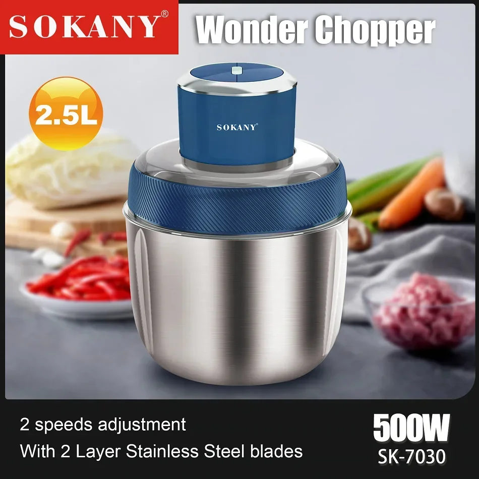 Houselin Meat Grinder, Food Processors with 2 Bowls, 500W Electric Food Chopper for Baby Food, Meat, Onion 2