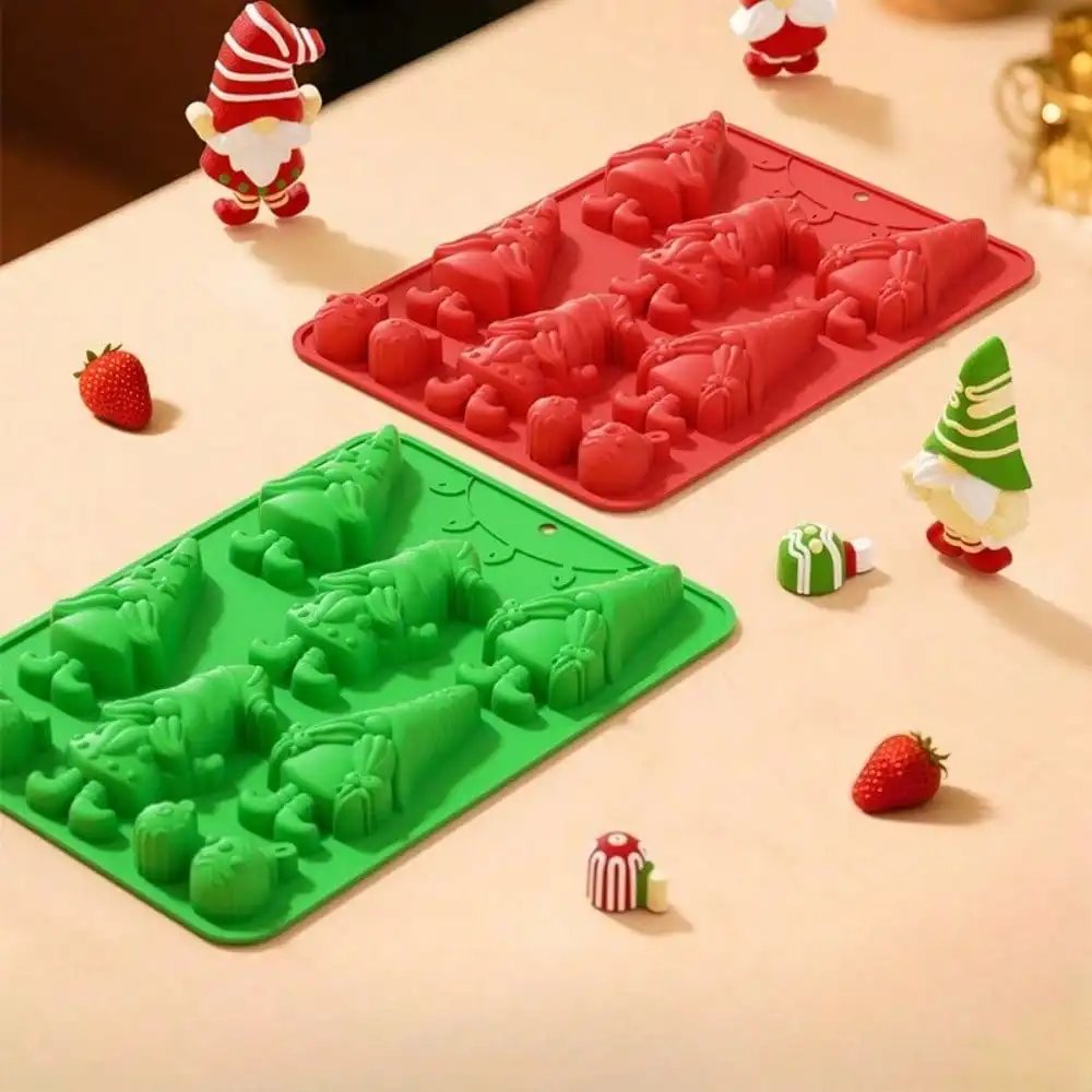 Christmas Silicone Chocolate Mold 3D Santa Claus Candy Mould for DIY Baking Jelly Dessert Clay Resin Craft Making Party Decor