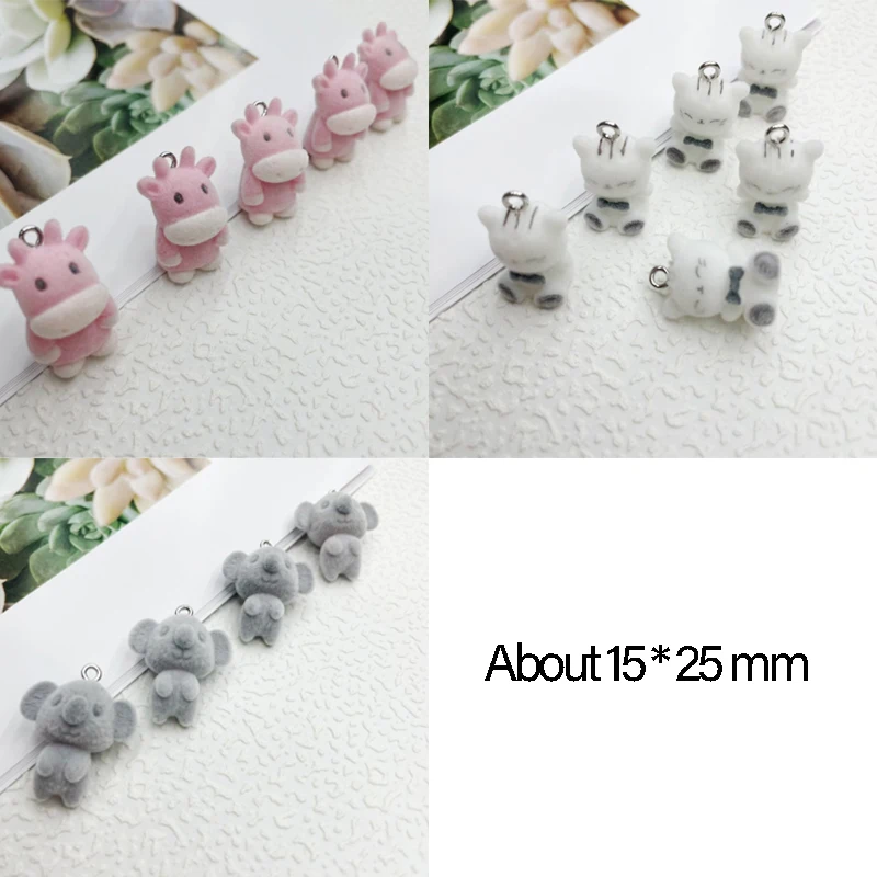 50Pcs 3D Cute Cow Koala Cat Charms Resin Accessories for Making Diy Bracelet Necklace Earrings Keychain Accessories Supplies