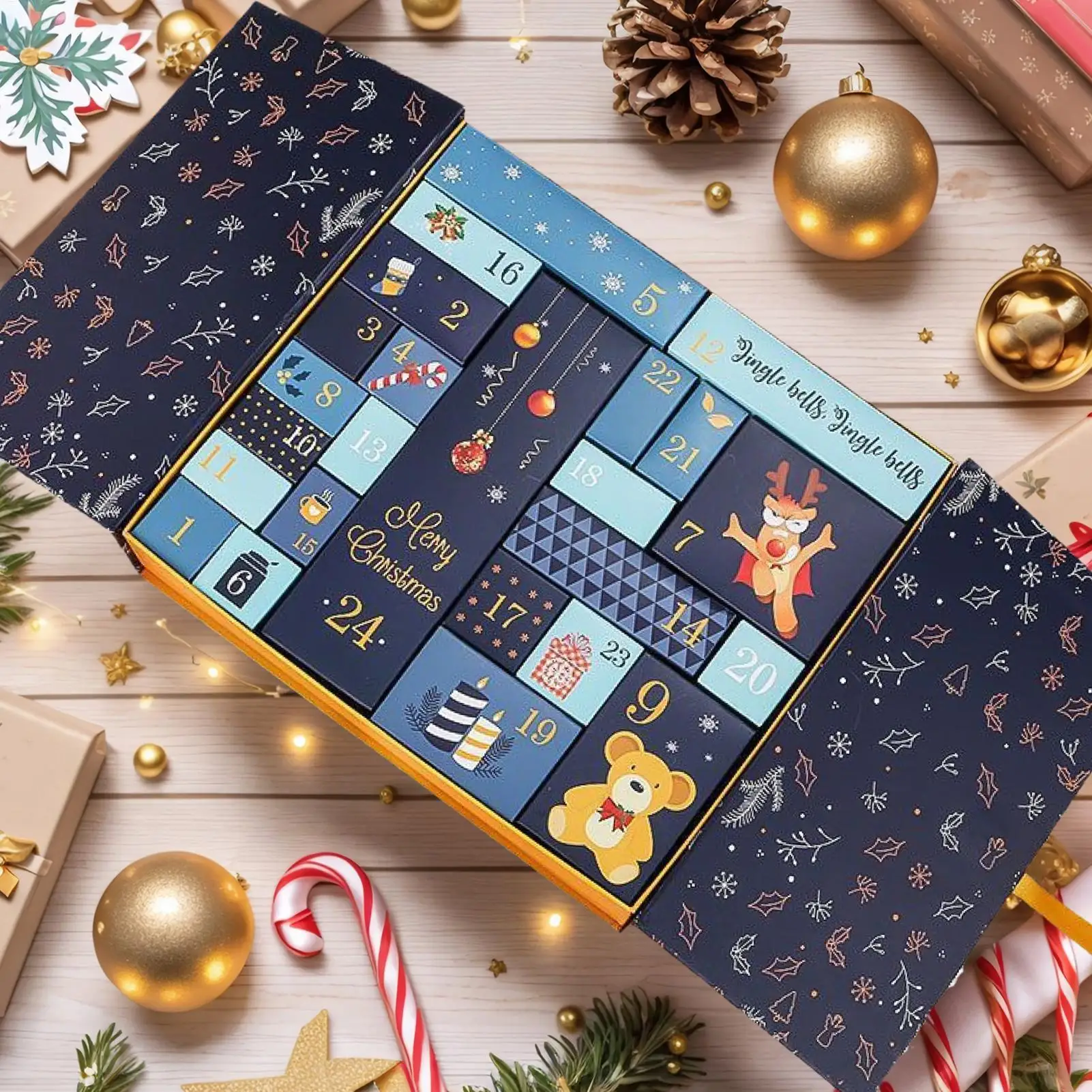 Foldable Christmas advent calendar  box Christmas advent calendar 24 days Christmas Eve advent calendar gift filling empty box