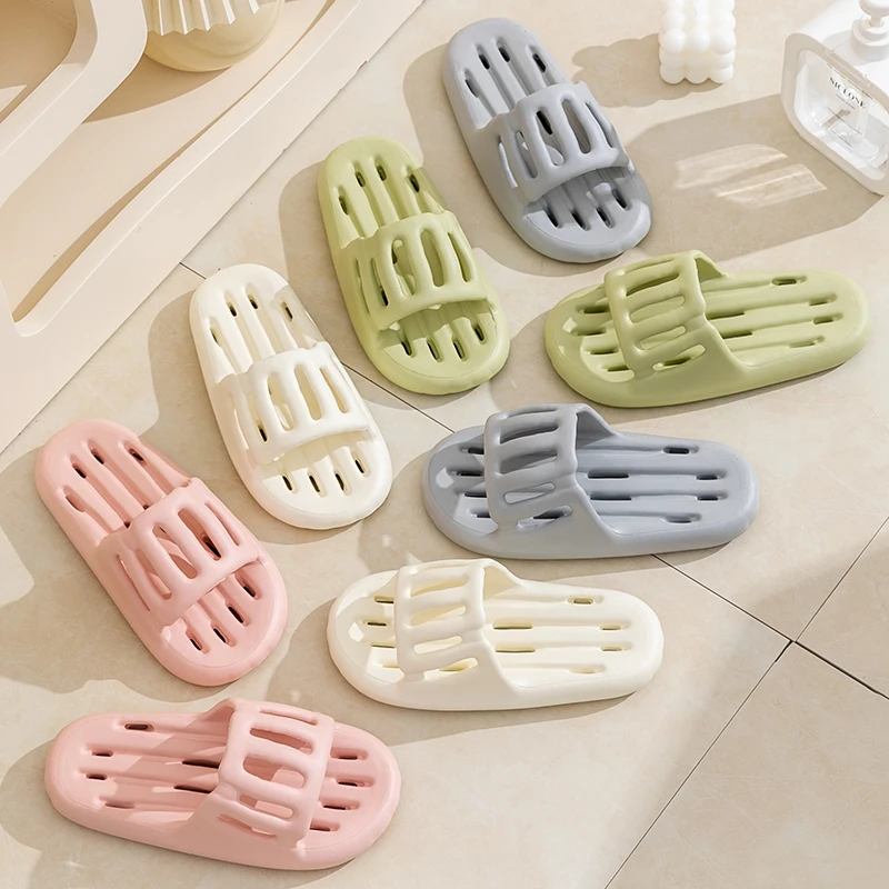 Summer Hollow Out Leakage Quick Drying Sandals For Bathing Men Women Non-slip Soft Bathroom Slippers Ladies' Home Flip Flops beach slippers,women slippers,women flip flops,flip flops,women sandals,men slippers