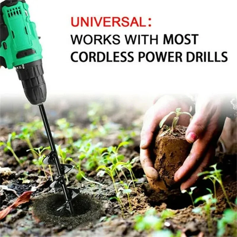 Garden Auger Spiral Drill Bit Flower Planter Bulb Shaft Auger Yard Earth Drill Planting Hole Digger Gardening Tool