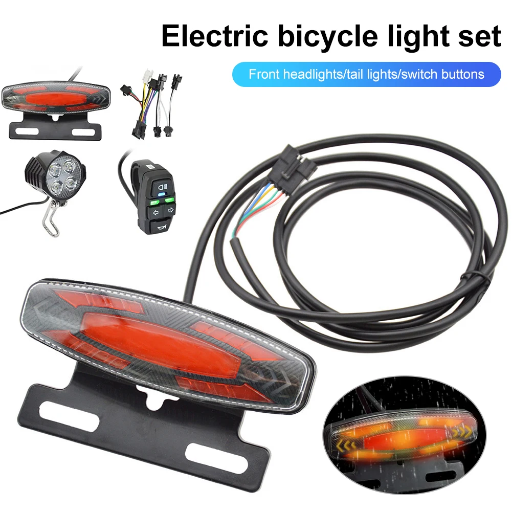 

Professional Electric Bike Headlight Taillight 24-48V Head Lamp with Horn Switch Assembly Easy Installation E-Bike Accessories