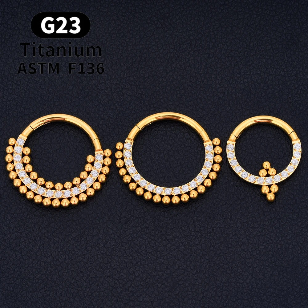 G23 titanová kolo obruč D vzhled nos prsten daith srdce náušnice 16G CZ  odklápěcí segmentový ucho bodloplev chrupavka lodní šroub piercing šperků