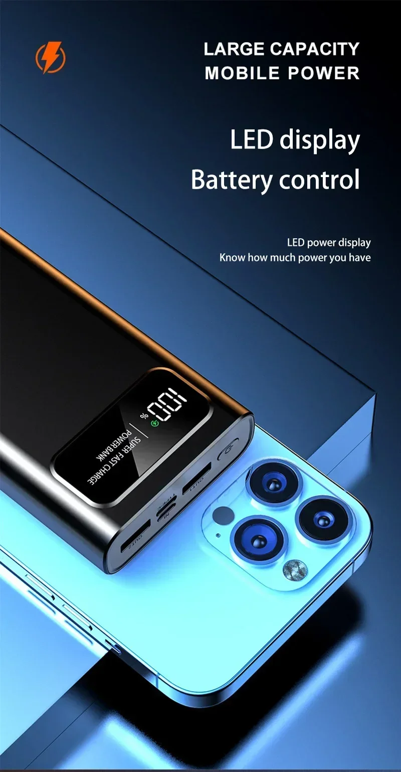 200000mAh Power Bank 120W Super Fast Charging Portable Digital