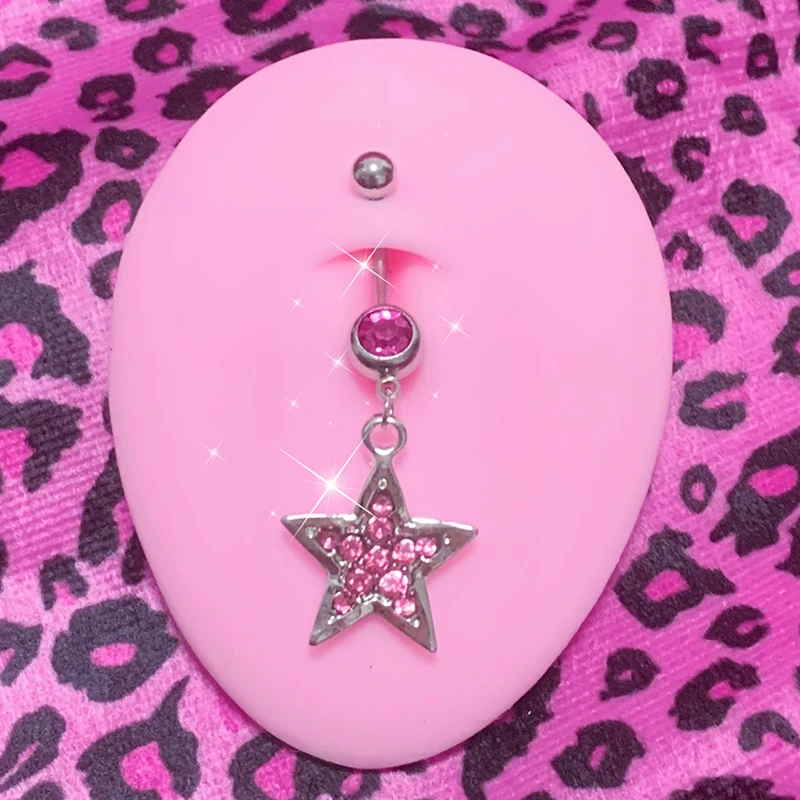 Coreano Fashion Shiny Crystal Star Belly Rings Sexy Pink Cute Body Accessori Piercing Alla Pancia Y2K Charms Accessori