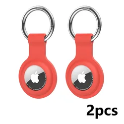 Silicone Protective Keychain Cover for AirTag - Anti-Loss Pendant Accessory (Red 2pcs)
