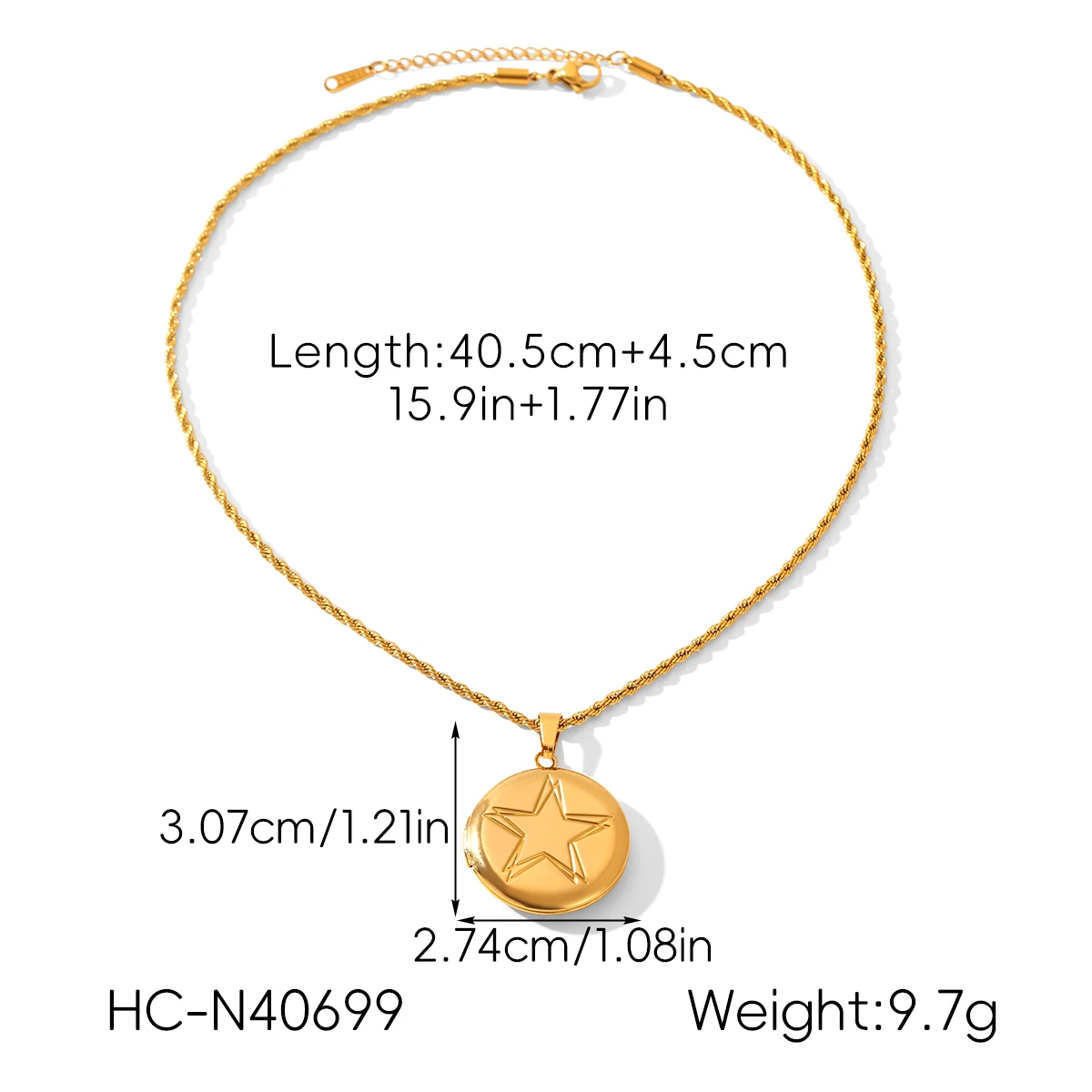 Vintage Münzmedaillon-Halskette für Damen, Stahl, graviert, Stern-Herz-Anhänger, Boho, wasserdicht, für den Alltag, Bijoux Femme – Detail 6