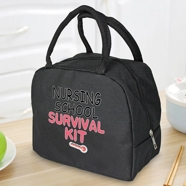 Insulated Lunch Bag  Zipper Cooler Tote Thermal Bag Lunch Box  Canvas Food Picnic Lunch Bags for Work Handbag Nurse Pattern 4Nurse001