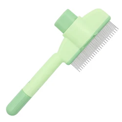 Pet Grooming De - Shedding Brush with Stainless Steel Teeth for Removing Loose Hair and Fleas (Green)