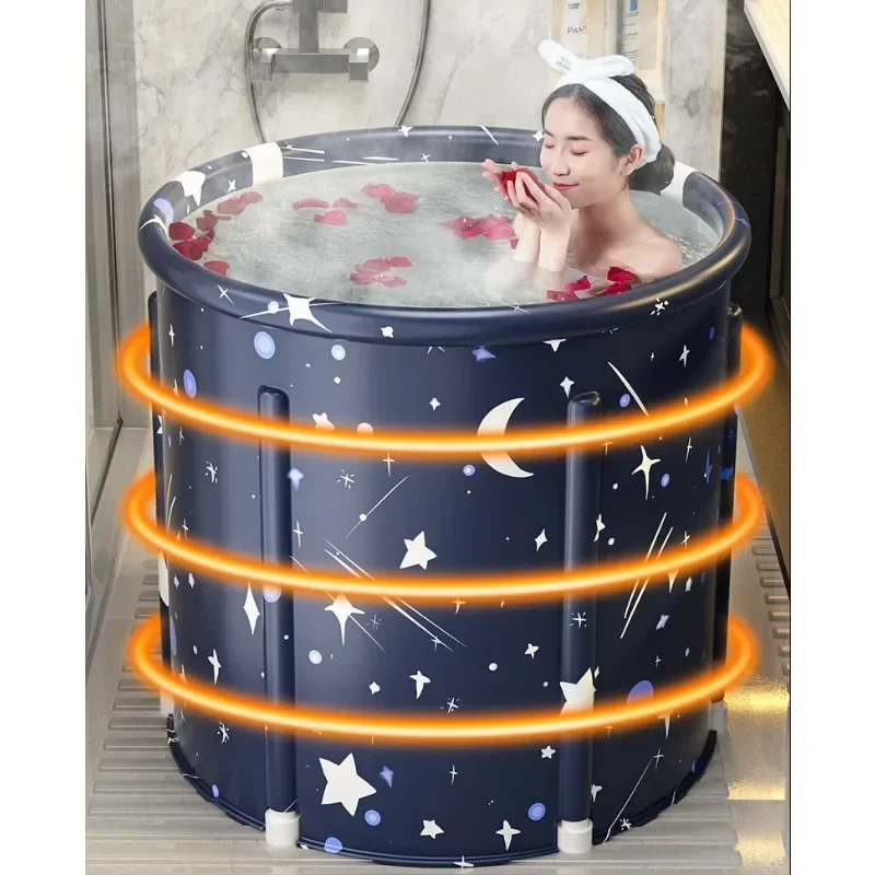 Folding Adult Portable Bathtub Bath Bucket Large Capacity Bathroom Ice Bath Winter Shower Bathing Artifact Free Installation Portable Ice Bath Tub