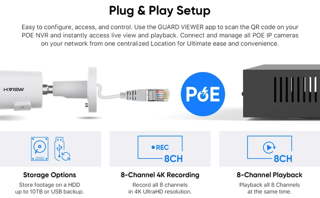 H.View  NVRビデオレコーダー 8CH H.265対応 (HDDなし) H.View NVRビデオレコーダー 8CH H.265対応 (HDDなし) H.View NVR