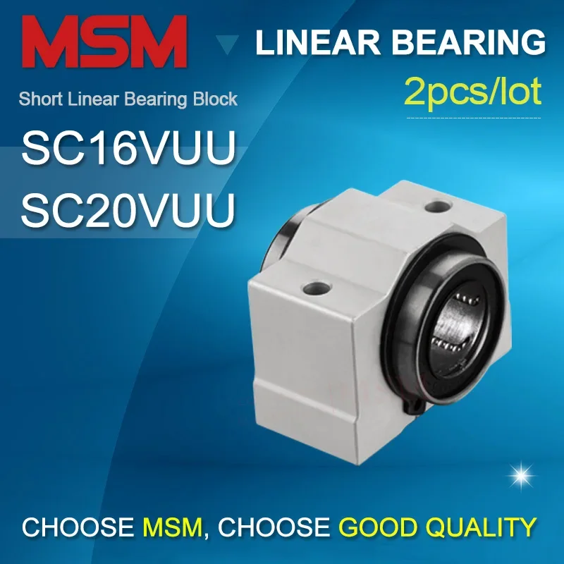 

2pcs SC16VUU/ SC16SUU SC20VUU/ SC20SUU Short Linear Bearing Block Compact Sliding Units Aluminium Housing Case Bushing CNC Parts