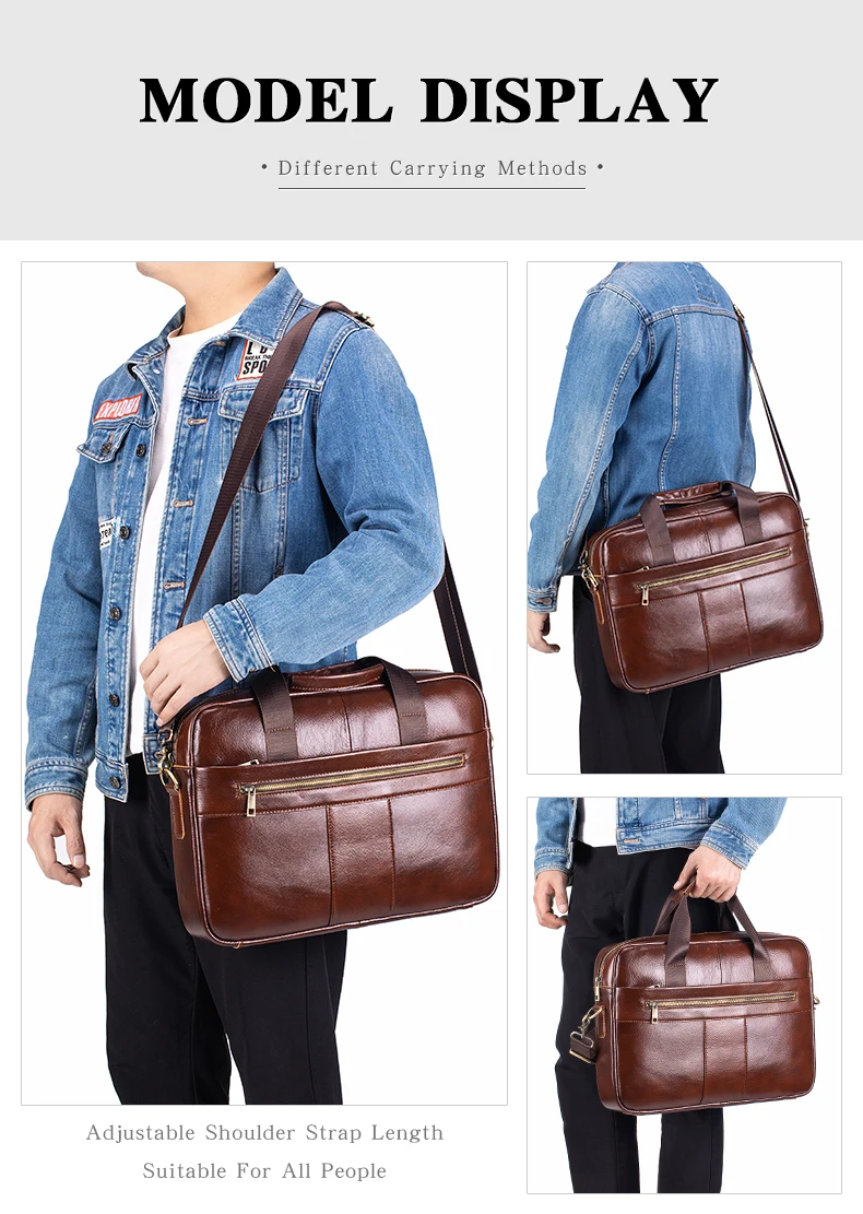 SCHLATUM Genuine Leather Briefcase for Men Large Capacity Laptop Bag's Men's Office Business Handbag