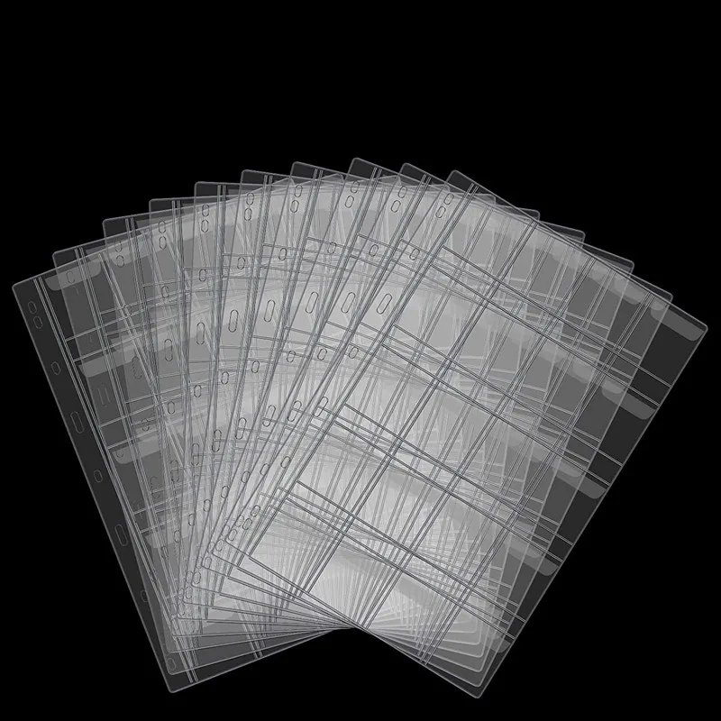 Coins Collection Album 10PCS 12/20/30/42 Pocket PVC Transparent Inside Pages Loose Leaf Organizer Bag