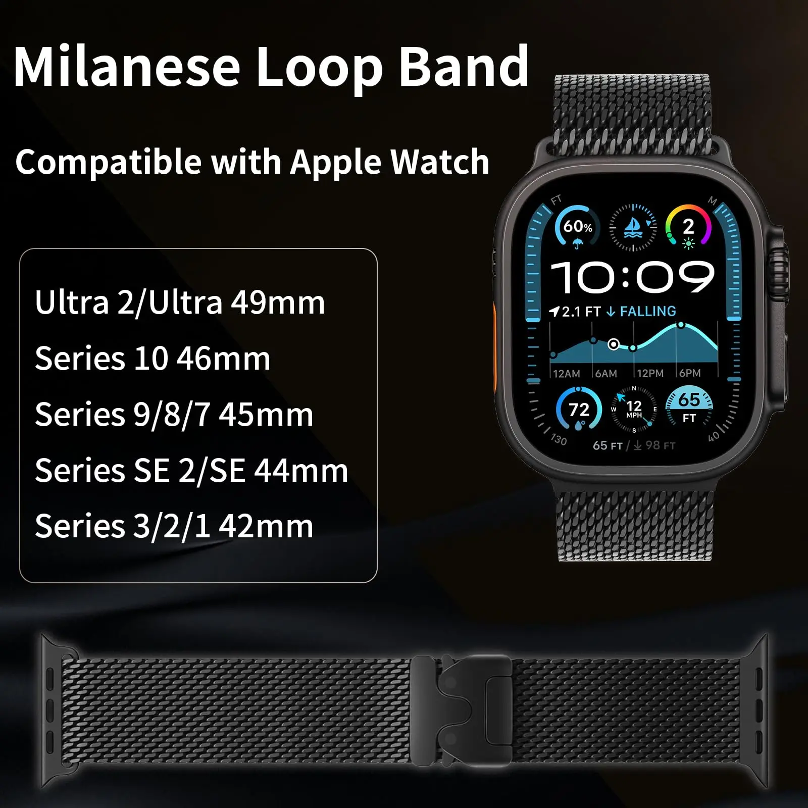 Premium Titanium Watch Strap Bracelet with Loop Closure