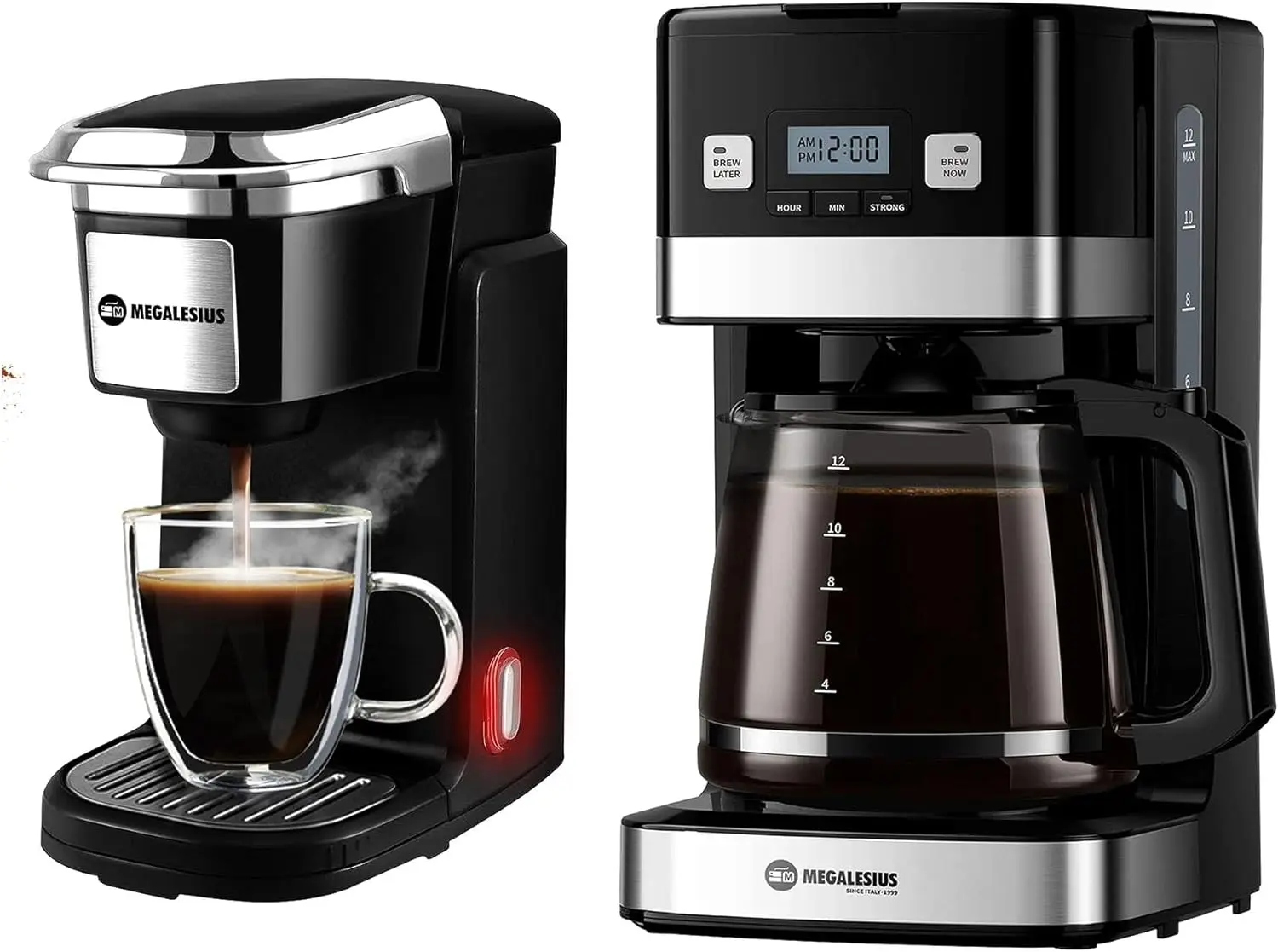 

Megalesius Single Serve Coffee Maker And 12 Cup Coffee Maker