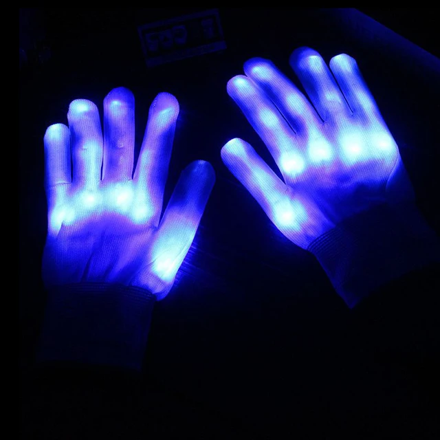 1Pair LED Light Up Hand Finger Gloves Halloween Christmas Costume Dance Concert Supplies Flashing Glove Glow In The Dark Toys 3