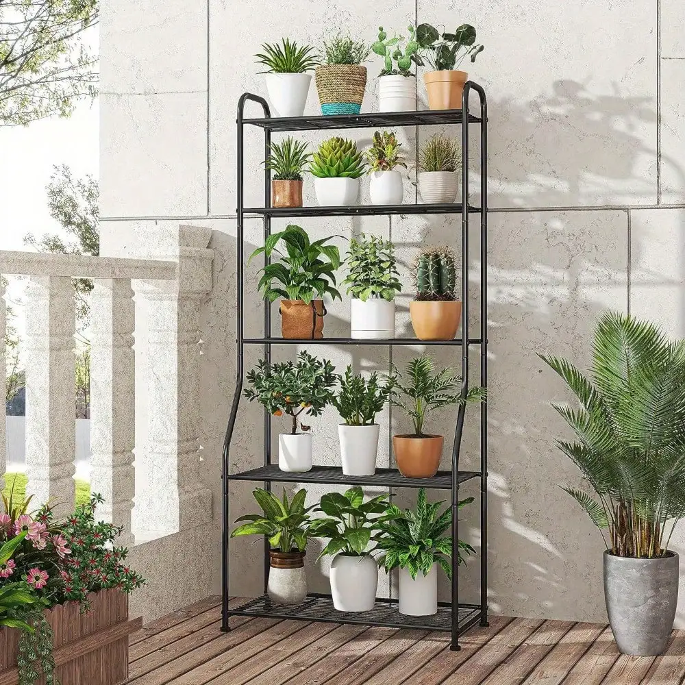 Plant Stand Plant Shelf for Indoor Outdoor, Waterproof Metal Tall for Living Room Bathroom Balcony Garden 5