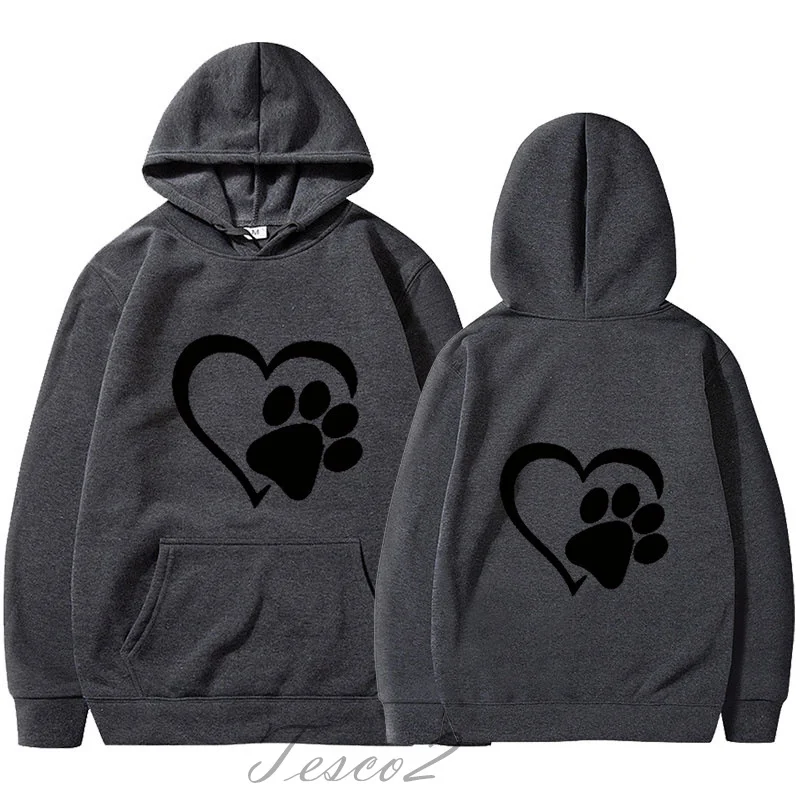 Tesco Spring Hooded For Women Cat Scratch Heart Print Sweatshirts For Valentine's Day Wear Couple Pullovers Women's Clothing