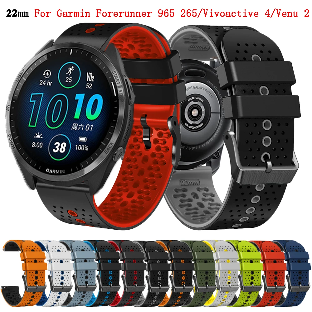 

Силиконовый ремешок для наручных часов Garmin Forerunner 965 265 745 255/CAME 2/Vivoactive 4 ремешка 22 мм, мягкий ремешок для наручных часов