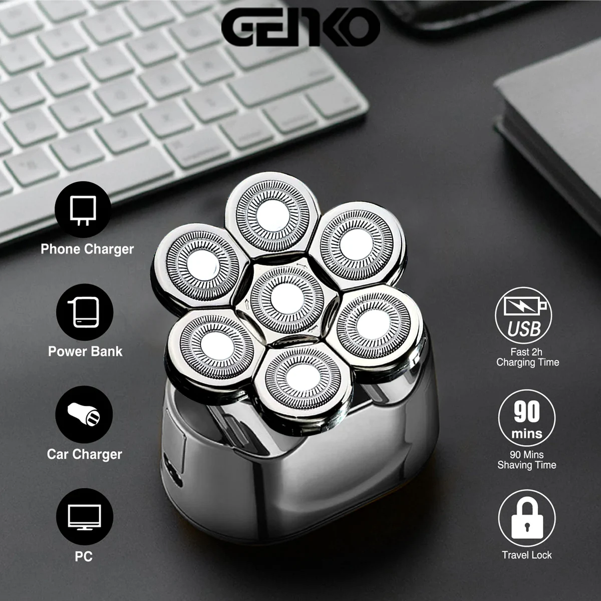 Head Shavers for Bald Men 6-in-1 Waterproof Bald Head Shavers Electric Razor with Hair Sideburns Trimmer Rechargeable  Shavers 3